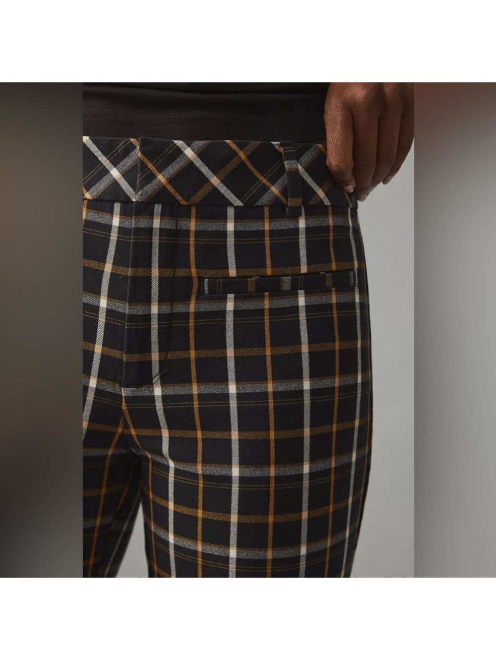 Anthropologie Trouser Pants The Essential Office Casual Black Plaid . Size 6. - Picture 7 of 9